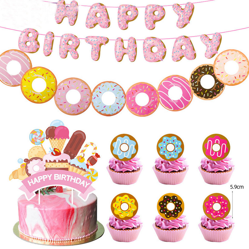 Fánk születésnapi tortafestő egy 1 éves babának, két édes cupcake dekoráció