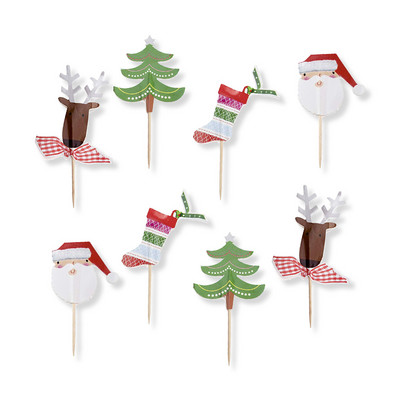 Viaceré možnosti výberu vianočných umeleckých špáradiel, ozdob na muffiny/torty/koláče/ovocie, vianočný stromček/dekorácia na stromček/Santa Claus/los/hviezda Eco