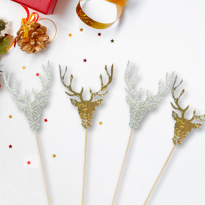 Viaceré možnosti výberu vianočných umeleckých špáradiel, ozdob na muffiny/torty/koláče/ovocie, vianočný stromček/dekorácia na stromček/Santa Claus/los/hviezda Eco