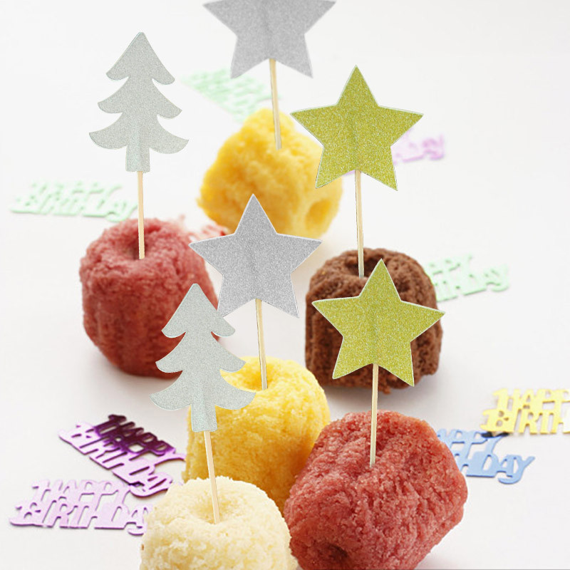 Viaceré možnosti výberu vianočných umeleckých špáradiel, ozdob na muffiny/torty/koláče/ovocie, vianočný stromček/dekorácia na stromček/Santa Claus/los/hviezda Eco