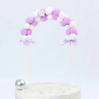 Rainbow Pink Blue Pompom Cloud Topper Topper Happy Birthday Party Festival vjenčanja Desert Decor Zastavice za torte Potrepštine za zabave EL