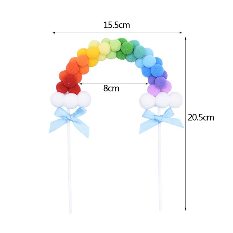 Rainbow Pink Blue Pompom Cloud Topper Topper Happy Birthday Party Festival vjenčanja Desert Decor Zastavice za torte Potrepštine za zabave EL