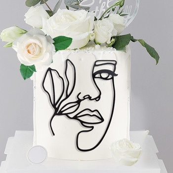Абстрактно акрилно лице на жената Торта за торта Сватба Момичета Парти за рожден ден Направи си сам Art Cake Decorating Годишнина Парти Декор Консумативи