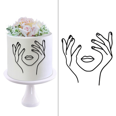 Absztrakt akril női arc tortafesték esküvői lányok születésnapi partija barkácsművészeti torta díszítő jubileumi party dekorációs kellékek