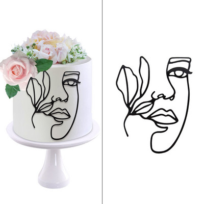 Absztrakt akril női arc tortafesték esküvői lányok születésnapi partija barkácsművészeti torta díszítő jubileumi party dekorációs kellékek