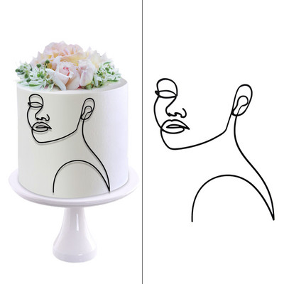 Absztrakt akril női arc tortafesték esküvői lányok születésnapi partija barkácsművészeti torta díszítő jubileumi party dekorációs kellékek