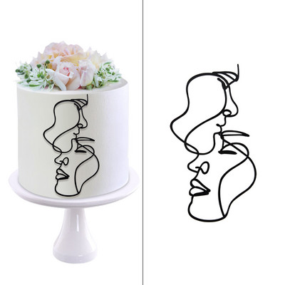 Absztrakt akril női arc tortafesték esküvői lányok születésnapi partija barkácsművészeti torta díszítő jubileumi party dekorációs kellékek