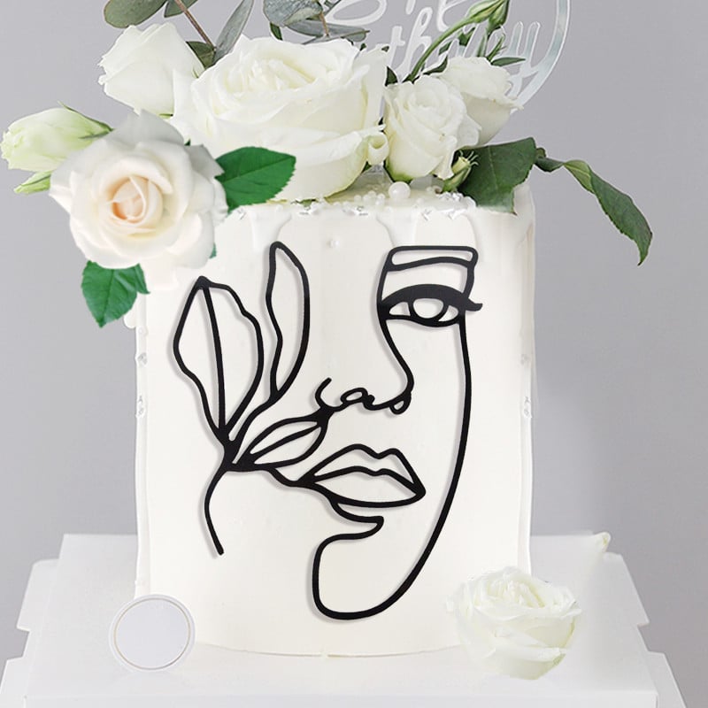 Absztrakt akril női arc tortafesték esküvői lányok születésnapi partija barkácsművészeti torta díszítő jubileumi party dekorációs kellékek