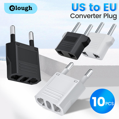 Elough EU Euro KR Plug Adapter US to EU Plug Adapter Travel KR EU Adapter Electric EU Plug Converter Power Socket Europe 1-10 бр.
