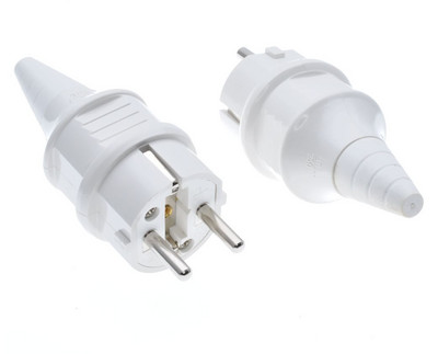 Juoda balta CE AC 250V 16A EU Vokietija Neperšlampamas maitinimo kištukas 2p elektros kabelio jungtis laidinis adapterio keitiklis