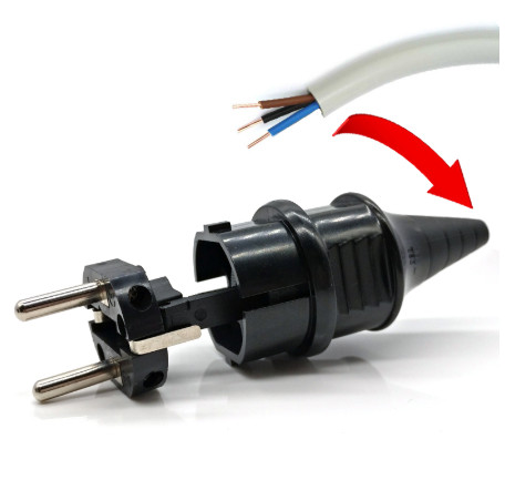 Juoda balta CE AC 250V 16A EU Vokietija Neperšlampamas maitinimo kištukas 2p elektros kabelio jungtis laidinis adapterio keitiklis