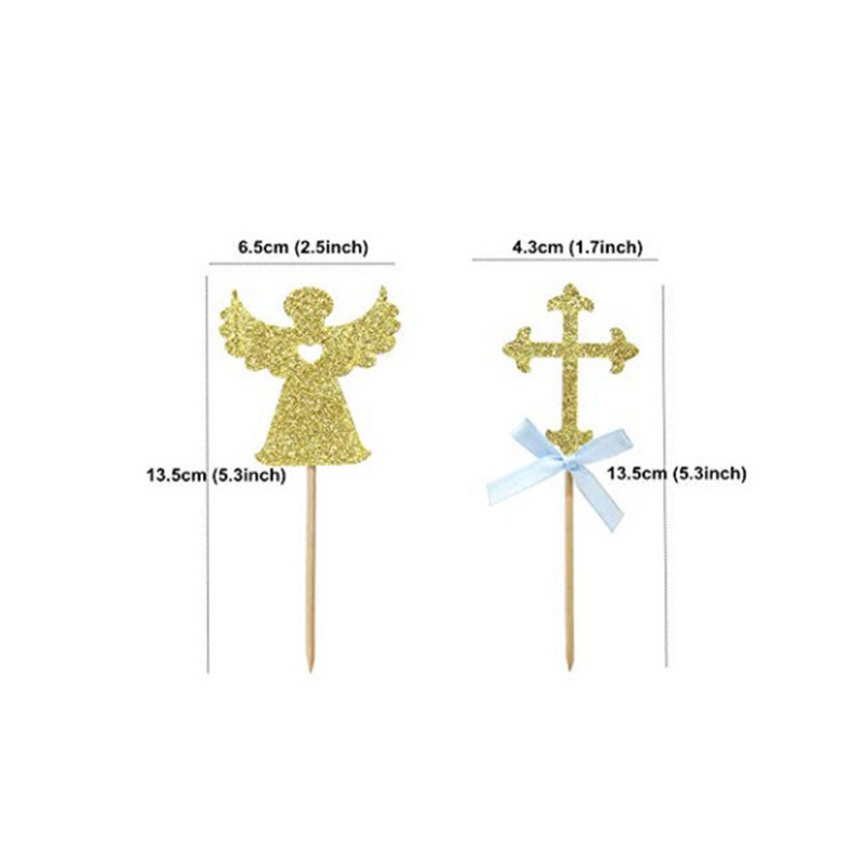 24 komada preljeva za torte u obliku križa i anđela Svjetlucavi odabiri kolača Preljevi za kolače Dekorativni pribor za zabavu za vjenčanje Rođendanski festival