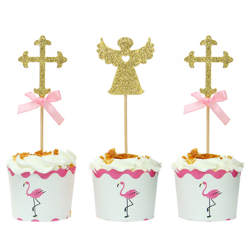 24 komada preljeva za torte u obliku križa i anđela Svjetlucavi odabiri kolača Preljevi za kolače Dekorativni pribor za zabavu za vjenčanje Rođendanski festival