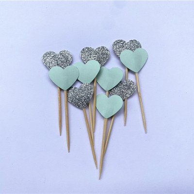 40 db, kézzel készített, szép rózsaszín szívű cupcake-feltét, lány baba zuhany dekoráció, party kellékek születésnapi esküvői party dekoráció