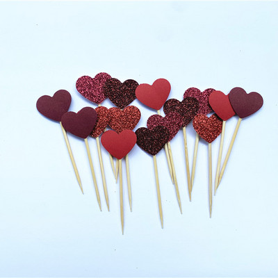 40 db, kézzel készített, szép rózsaszín szívű cupcake-feltét, lány baba zuhany dekoráció, party kellékek születésnapi esküvői party dekoráció