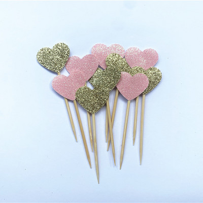 40 db, kézzel készített, szép rózsaszín szívű cupcake-feltét, lány baba zuhany dekoráció, party kellékek születésnapi esküvői party dekoráció