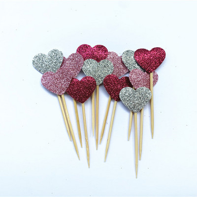 40 db, kézzel készített, szép rózsaszín szívű cupcake-feltét, lány baba zuhany dekoráció, party kellékek születésnapi esküvői party dekoráció