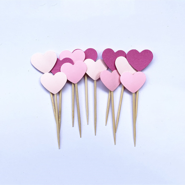 40 db, kézzel készített, szép rózsaszín szívű cupcake-feltét, lány baba zuhany dekoráció, party kellékek születésnapi esküvői party dekoráció