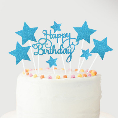 1 set Happy Birthday Topper Topper Rose Gold Silver Star Balon Topper Topper za odrasle, djecu Rođendanska zabava Desert DIY Dekoracije