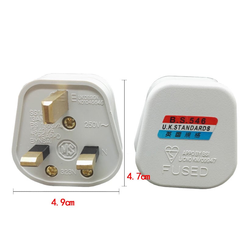 UK 3-kolíkový AC elektrický napájací kábel, obojstranná zástrčka, samec, poistka, zásuvka, adaptér, predlžovací kábel, konektor