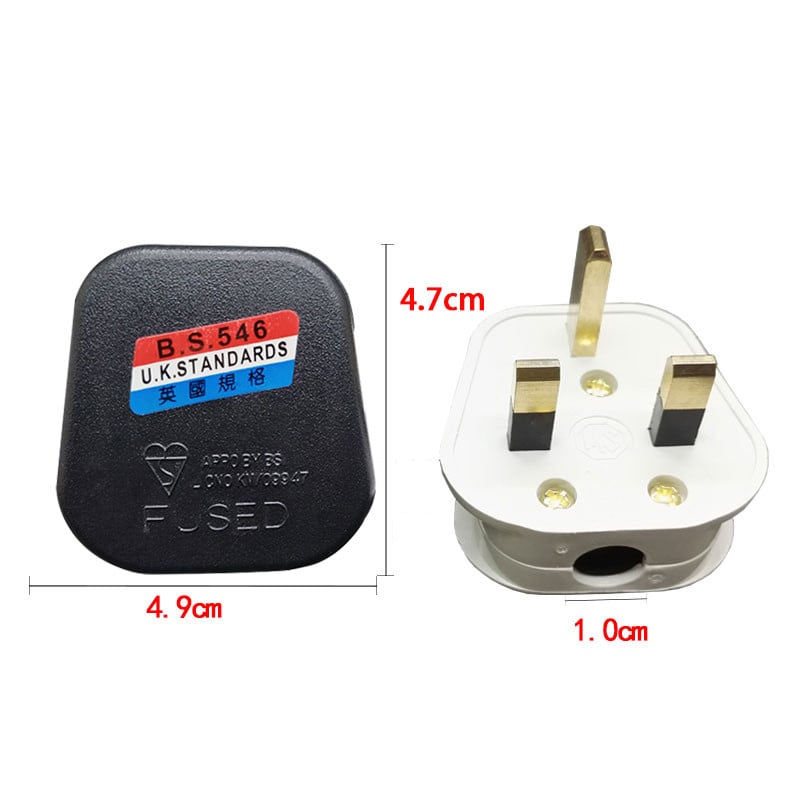 UK 3-kolíkový AC elektrický napájací kábel, obojstranná zástrčka, samec, poistka, zásuvka, adaptér, predlžovací kábel, konektor