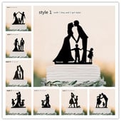 Topper pentru tort în stil de familie, petrecere de nuntă, aniversare de câine pentru copii, decorațiuni pentru duș de mireasă, cadou pentru copii, decor pentru tort, nuntă rustică