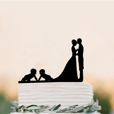 Topper pentru tort în stil de familie, petrecere de nuntă, aniversare de câine pentru copii, decorațiuni pentru duș de mireasă, cadou pentru copii, decor pentru tort, nuntă rustică