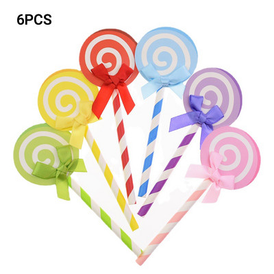 6 db Színes nyalóka pillangós nyakkendő torta díszítő kellékek Cupcake Fedők Cukor tál ajándékdoboz Születésnapi parti dekoráció gyerekeknek