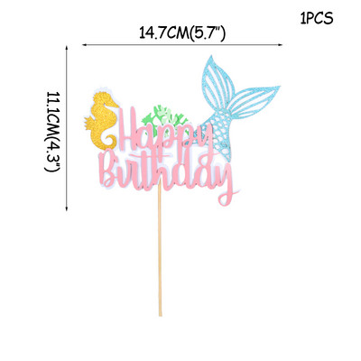 Sellőparti tortafeltétek Rajzfilmek kék bálna polip hippokampusz rák tengeri moszat hal topper torta gyerek születésnapi parti díszek