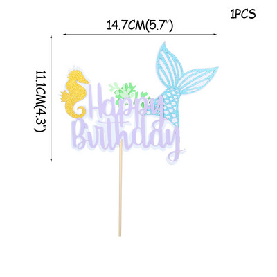 Sellőparti tortafeltétek Rajzfilmek kék bálna polip hippokampusz rák tengeri moszat hal topper torta gyerek születésnapi parti díszek