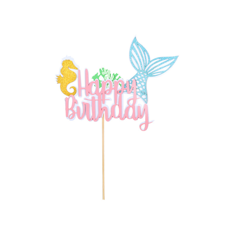 Sellőparti tortafeltétek Rajzfilmek kék bálna polip hippokampusz rák tengeri moszat hal topper torta gyerek születésnapi parti díszek