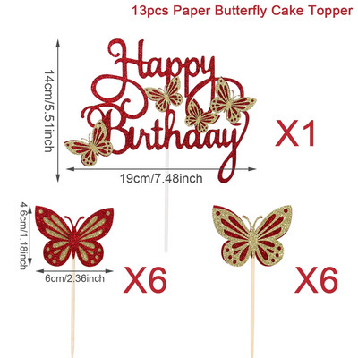 13 buc Paiete Fluture La mulți ani Tort Toppers Baby Shower Fată Decor petrecere de Naștere Fluture Desert Tort Decor