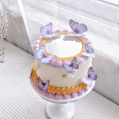 9gab. Rozā Butterfly Dzimšanas dienas kūkas pildījumi Kāzu kūkas dekorēšana DIY Cupcake Top dekori Dzimšanas dienas ballītes Baby Shower kūkas piederumi