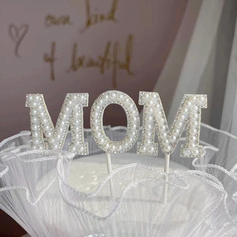 INS Mom Sünnipäevakoogipealne Pearl Vilt White Mama Küpsetavad koogikatted õnnelikuks emadepäevaks koogikaunistustarvikud Uus