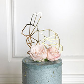 Nova zlatna geometrijska prevlaka za kolače sa životinjama, zec, mačka, pas, akrilna prevlaka za torte za rođendansku zabavu, tortu, desertne ukrase za stol