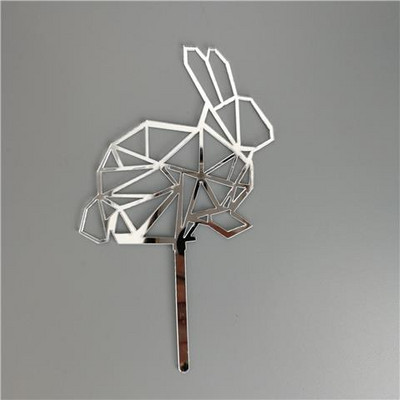 Nova zlatna geometrijska prevlaka za kolače sa životinjama, zec, mačka, pas, akrilna prevlaka za torte za rođendansku zabavu, tortu, desertne ukrase za stol