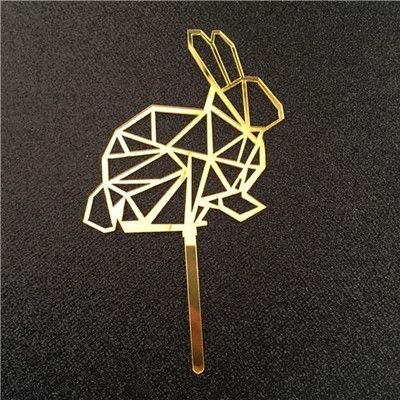 Nova zlatna geometrijska prevlaka za kolače sa životinjama, zec, mačka, pas, akrilna prevlaka za torte za rođendansku zabavu, tortu, desertne ukrase za stol