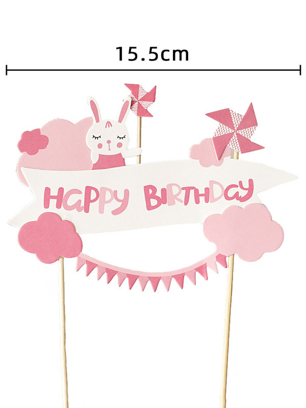 Personalizirana crtića za tortu Prekrasna ružičasta vila Djevojka Dekor Zec Zvijezda Oblak Srce Dekoracija Torta Rođendanska Baby Shower