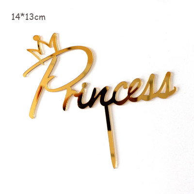 Prince Princess Akril Sretan Rođendanski Prekrivač Torte Zlatno Ogledalo Kralj Kraljica Prekrivač Vjenčane Torte Za rođendansku zabavu Dekoracija torte