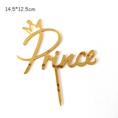 Prince Princess Akril Sretan Rođendanski Prekrivač Torte Zlatno Ogledalo Kralj Kraljica Prekrivač Vjenčane Torte Za rođendansku zabavu Dekoracija torte