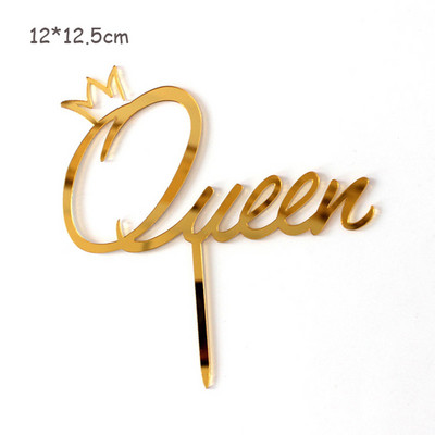 Prince Princess Akril Sretan Rođendanski Prekrivač Torte Zlatno Ogledalo Kralj Kraljica Prekrivač Vjenčane Torte Za rođendansku zabavu Dekoracija torte