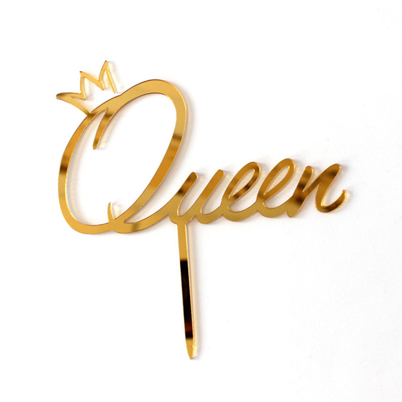 Prince Princess Akril Sretan Rođendanski Prekrivač Torte Zlatno Ogledalo Kralj Kraljica Prekrivač Vjenčane Torte Za rođendansku zabavu Dekoracija torte