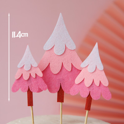 Prekrivač za tortu Zastavice za drvce Ružičasto zelena Šumska dekoracija za rođendansku zabavu Dodatak za pečenje Potrepštine za kolače Pokloni