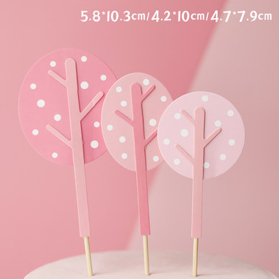 Prekrivač za tortu Zastavice za drvce Ružičasto zelena Šumska dekoracija za rođendansku zabavu Dodatak za pečenje Potrepštine za kolače Pokloni