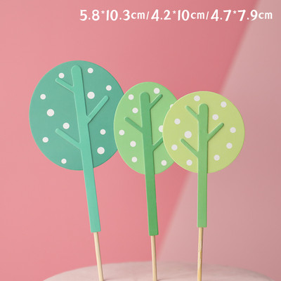 Prekrivač za tortu Zastavice za drvce Ružičasto zelena Šumska dekoracija za rođendansku zabavu Dodatak za pečenje Potrepštine za kolače Pokloni