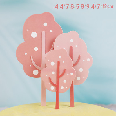 Prekrivač za tortu Zastavice za drvce Ružičasto zelena Šumska dekoracija za rođendansku zabavu Dodatak za pečenje Potrepštine za kolače Pokloni