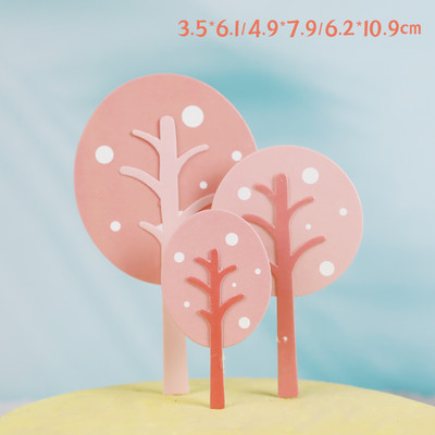 Prekrivač za tortu Zastavice za drvce Ružičasto zelena Šumska dekoracija za rođendansku zabavu Dodatak za pečenje Potrepštine za kolače Pokloni