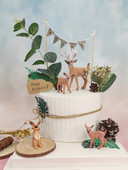 Dječji ukrasi za rođendansku tortu Divlje šumske životinje Vjeverica Zec Jelen Model Ukrasi Čestitka Dječja jednogodišnja zabava