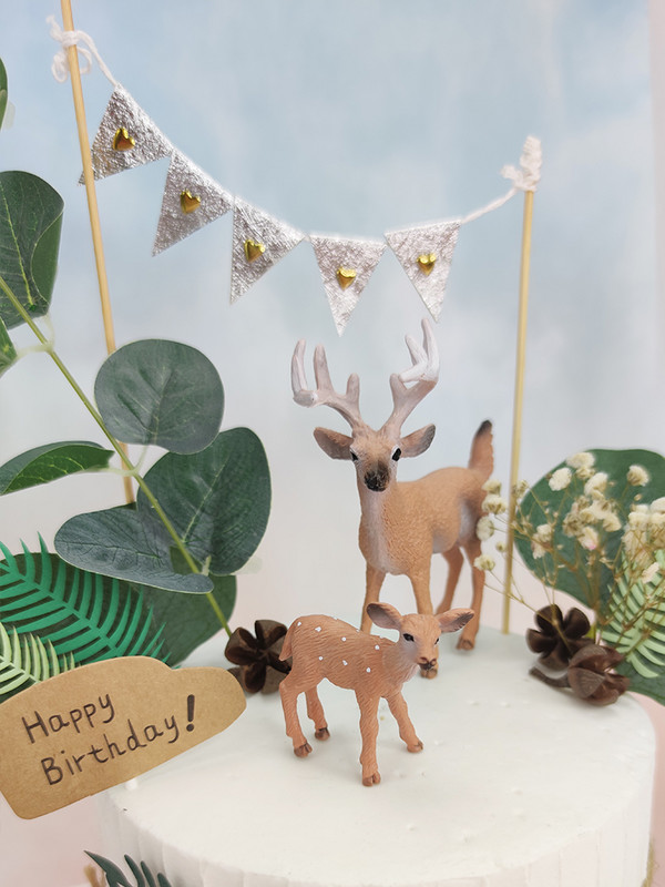 Dječji ukrasi za rođendansku tortu Divlje šumske životinje Vjeverica Zec Jelen Model Ukrasi Čestitka Dječja jednogodišnja zabava