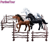 Mini figurine de cai pentru petrecerea de aniversare a calului, decorare pentru tort, gard de corral, jucărie de curse, decor tort pentru cai, cowboy, cowgril, consumabile pentru ziua de naștere